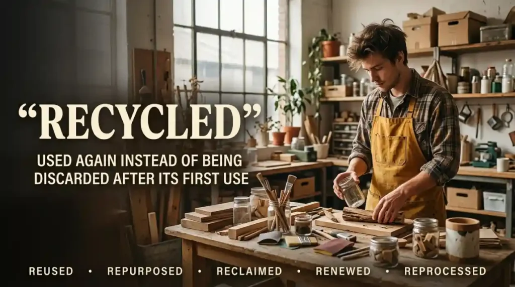 Used again instead of being discarded after its first use.