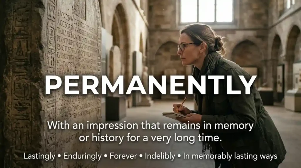 With an impression that remains in memory or history for a very long time.